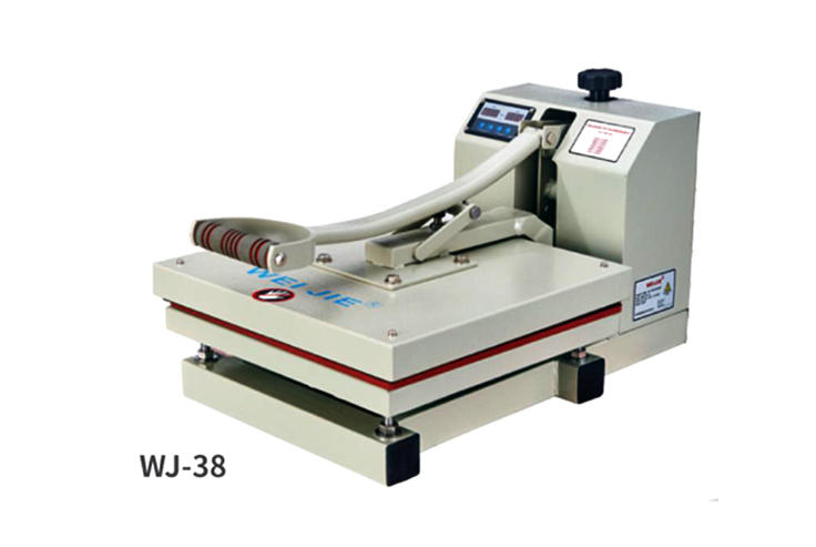 Máquina de transferencia de calor/prensa de calor Manual con diseño de concha de WJ-38 38*38CM para algodón/lino, etc. Tipos de Material
